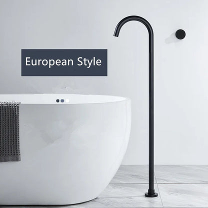 DecorBites™ Brushed Gold Black Floor Mounted Bathtub Shower Faucet