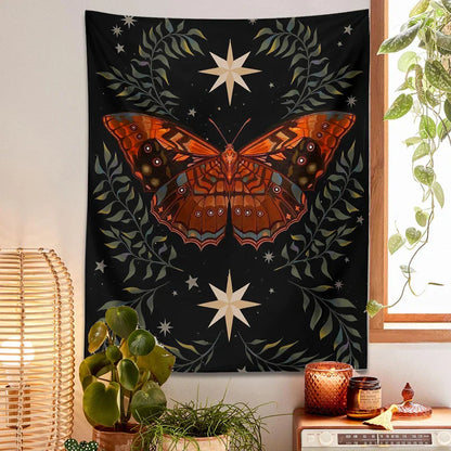 Decobites Moon Phase Butterfly Vintage Aesthetic Tapestry Butterfly Star Room Decor