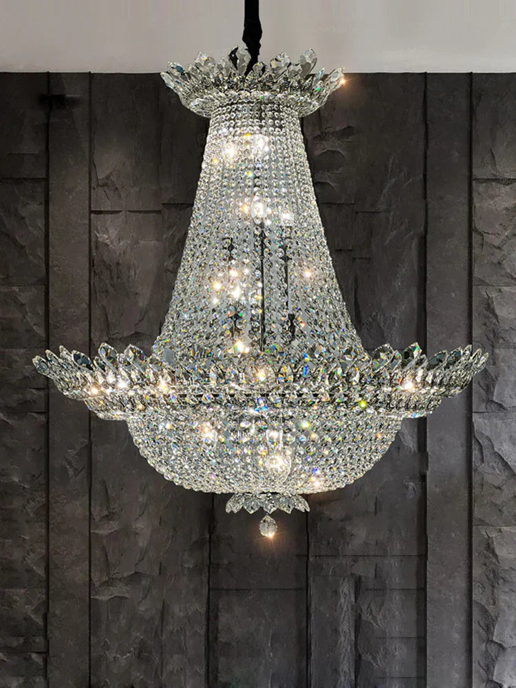 DecorBites™ K9 Crystal Gold Ceiling Chandelier - Trendy Chrome Lighting