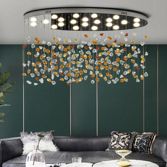 DecorBites™ Colorful Crystal Stone Chandelier - Oval Lustre LED Home Decor Lighting