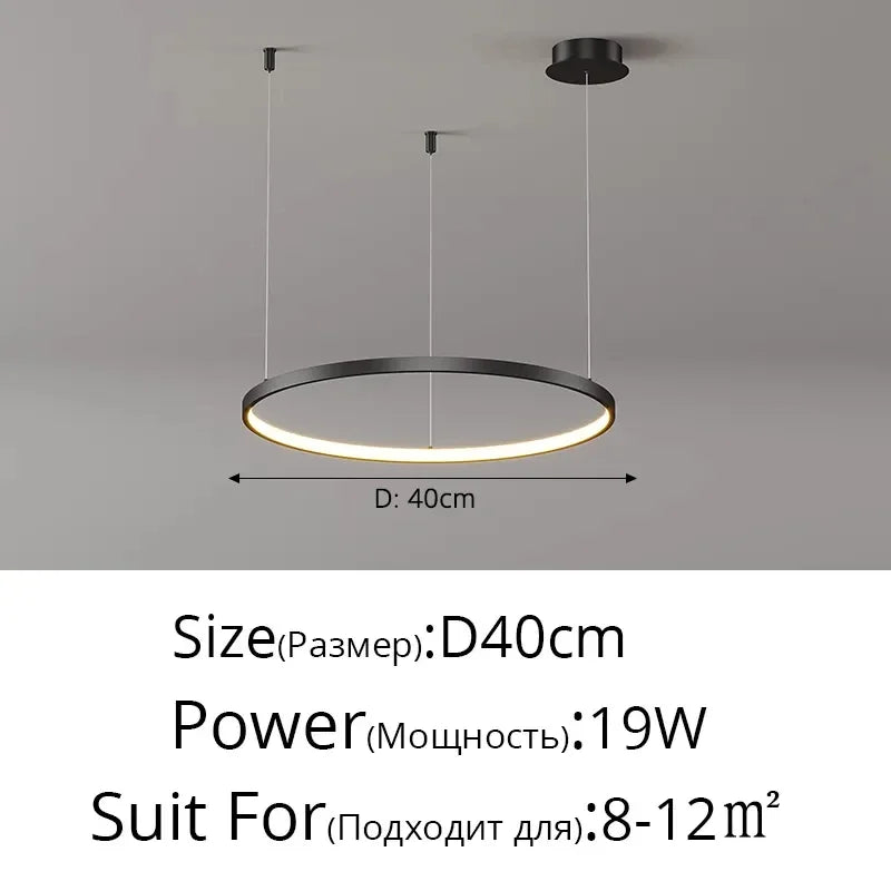 DecorBites™ Acrylic LED Ring Pendant Light Modern Minimalist Art Decor Chandelier