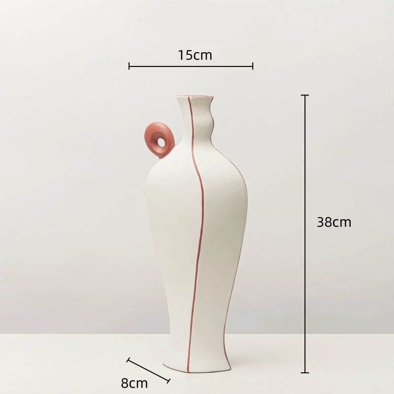 Jarrón de resina DecorBites™ con líneas negras geométricas - Decoración floral artesanal para el hogar