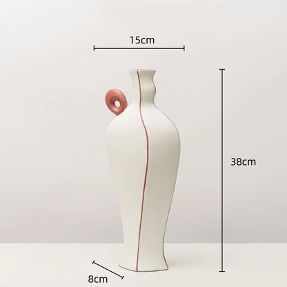 Jarrón de resina DecorBites™ con líneas negras geométricas - Decoración floral artesanal para el hogar