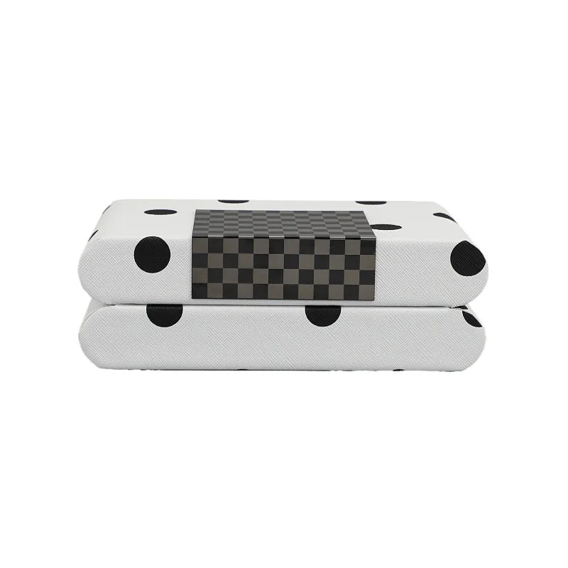 DecorBites™ Black & White Polka Dot Leather Storage Box | Geometric Pattern Desktop Organizer