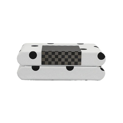 DecorBites™ Black & White Polka Dot Leather Storage Box | Geometric Pattern Desktop Organizer