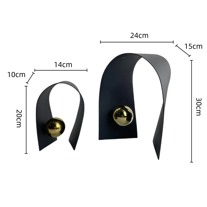 DecorBites™ Golden Sphere Metal Arches Geometric Art Ornaments for Home Decor