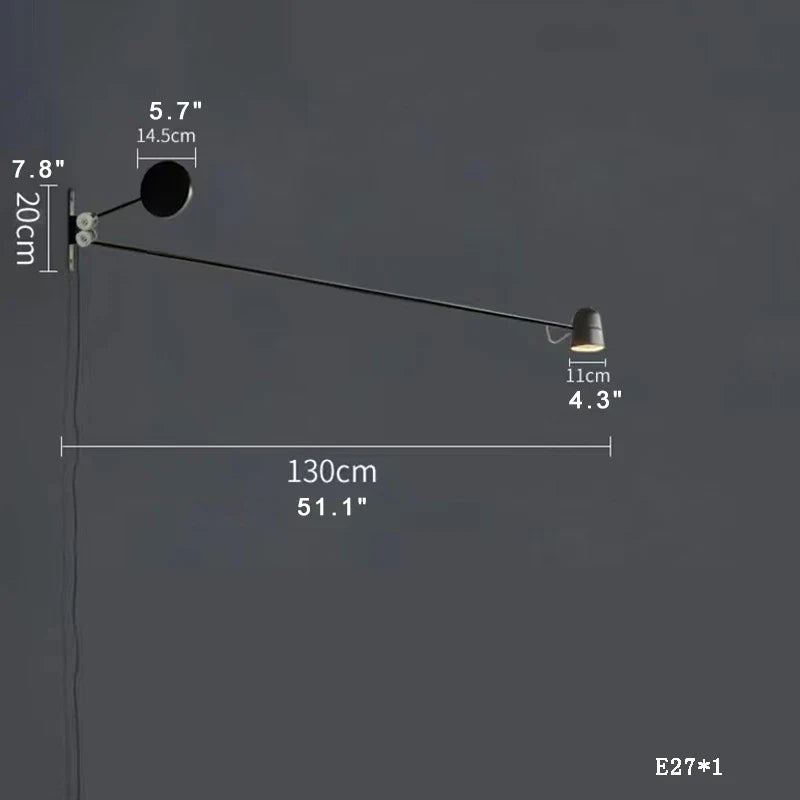 ديكوربايتس™ - مصباح حائط LED قابل للتعديل بذراع متأرجح باللونين الأحمر والأسود - إضاءة عصرية