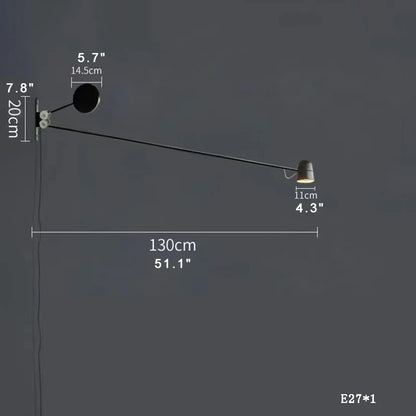 ديكوربايتس™ - مصباح حائط LED قابل للتعديل بذراع متأرجح باللونين الأحمر والأسود - إضاءة عصرية