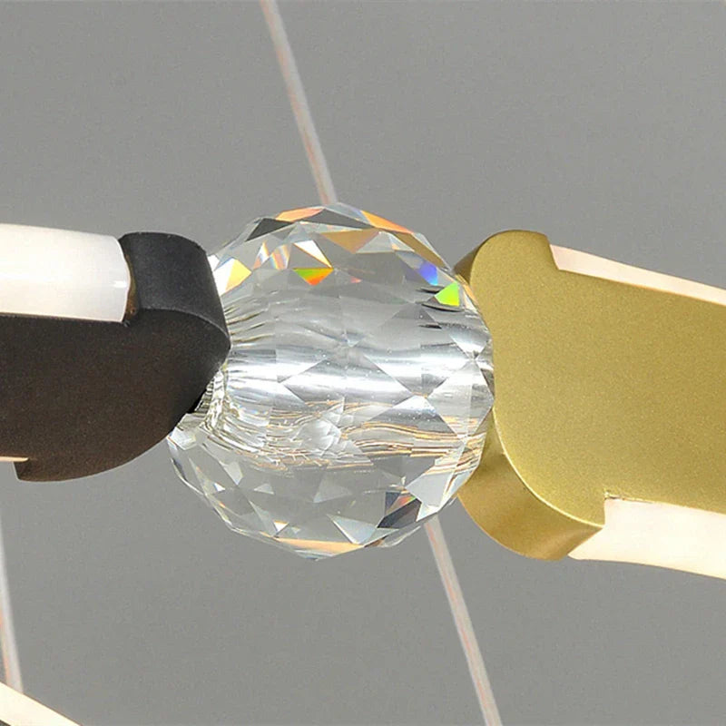 ثريا سقف من ديكوربايتس™ LED باللون الأسود الذهبي، مصباح معلق كريستالي مزخرف لغرفة الطعام وغرفة النوم