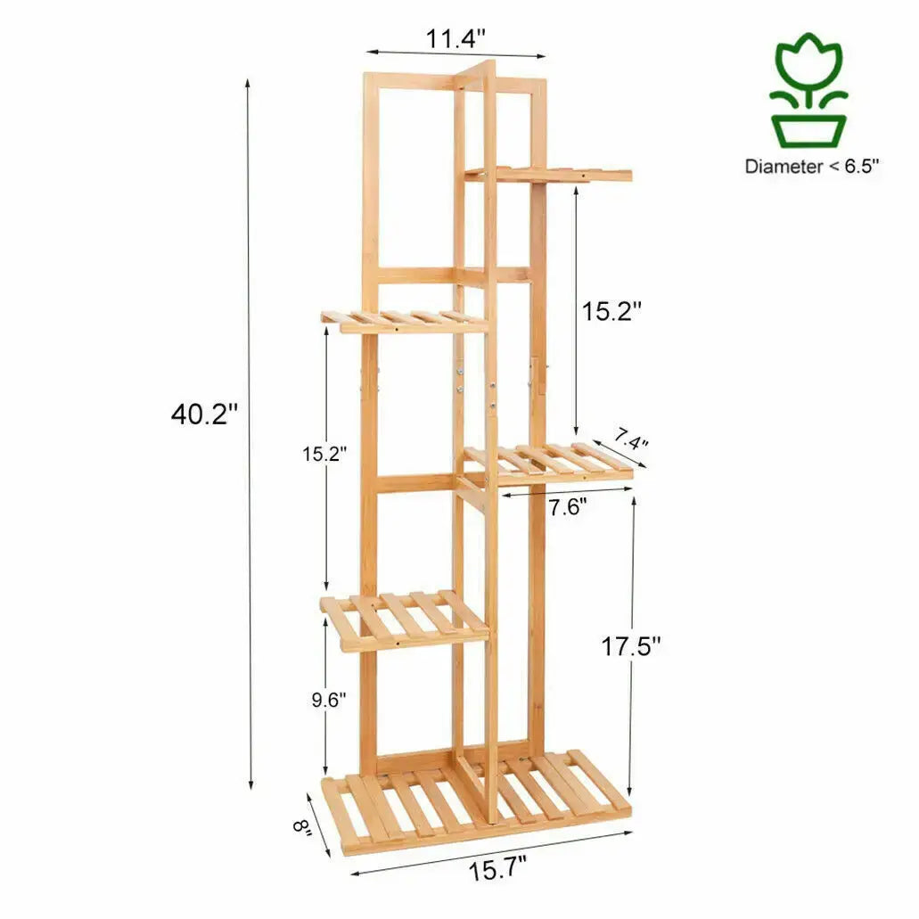Decorbites™ 6-stufiger Bambus-Pflanzenständer für Innen-/Außenausstellung