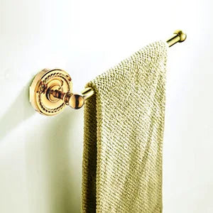DecorBites™ Gold Brass Bathroom Accessories Set: Robe Hook, Paper Holder, Towel Bar, Towel Ring