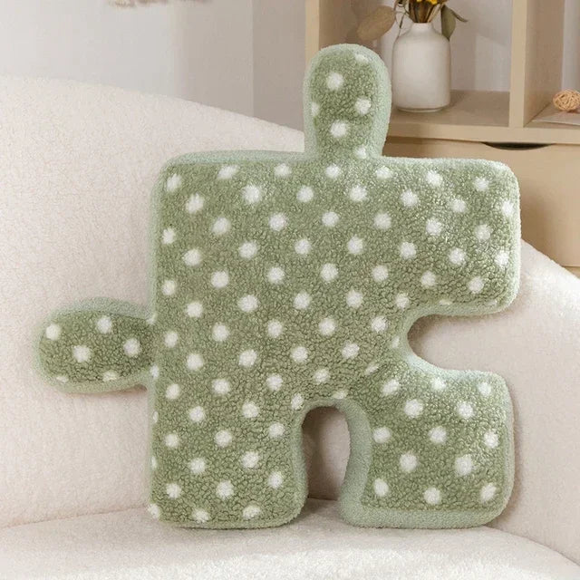 Decobites Teddy Velvet Jigsaw Seat Cushion - Plush Home Decor Throw Pillow