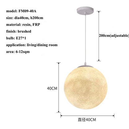 Lámpara colgante LED DecorBites™ Cream Moon: Iluminación moderna para sala de estar, cocina y dormitorio