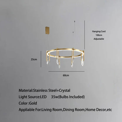 DecorBites™ Bronze LED Crystal Hanging Lamp Luxury Fixture for Living Room
