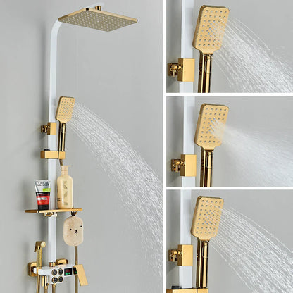 DecorBites™ Gold Thermostatic Shower Faucet Set: Smart Digital Mixer, Wall Mounted Rainfall System