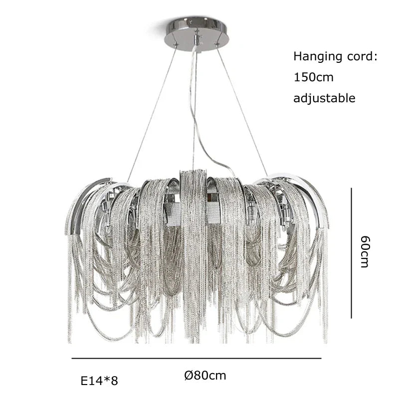DecorBites™ Aluminum Chain Pendant Lights Postmodern Tassel Hanging Lamp for Dining Table