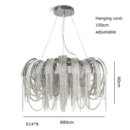 DecorBites™ Aluminum Chain Pendant Lights Postmodern Tassel Hanging Lamp for Dining Table