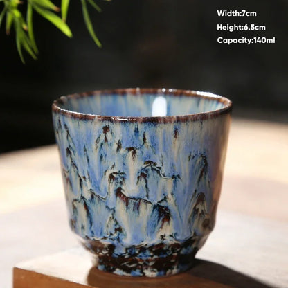 DecorBites™ Japanese Kiln Transformation Ceramic Tea Cup Espresso Coffee Mug Pottery Kung Fu Teacup