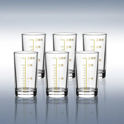 DecorBites™ Glass Spirit Set - Graduated Line Brandy Cups, Transparent Liquor Drinking Glasses