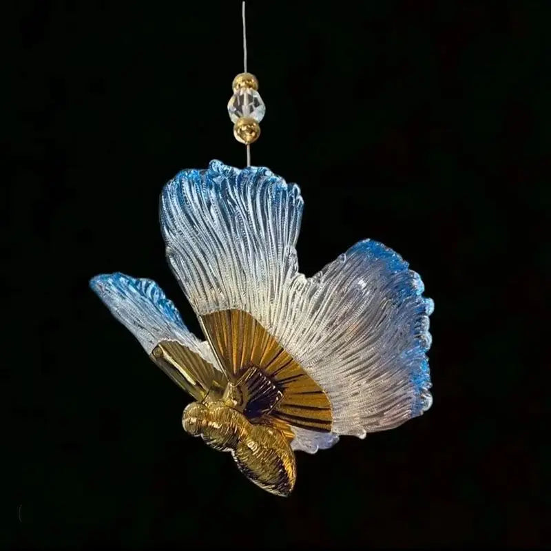 Gold Butterfly Pendant Lamp Alloy Bedside Style