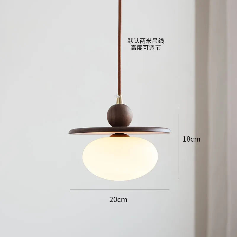DecorBites™ LED Glass & Wood Pendant Light for Aisle, Coffee Living Room - Japanese Style