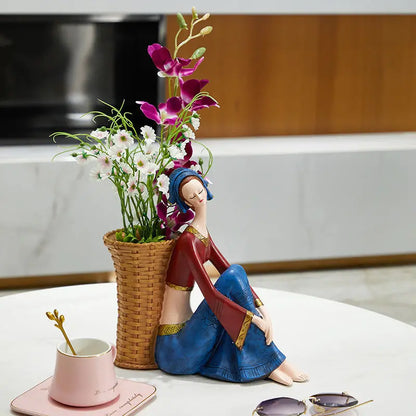 DecorBites™ Adornos de resina para bandeja de almacenamiento con forma de niñas, manualidades para decoración del hogar y figuras para escritorio.