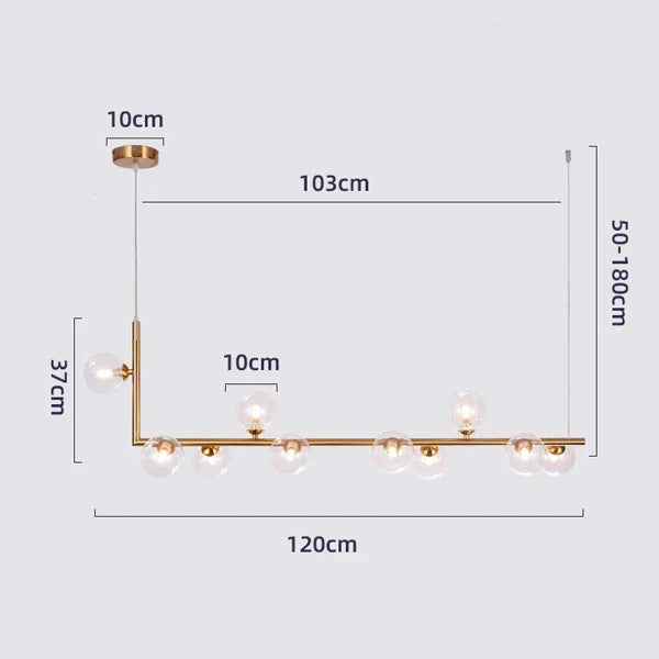 DecorBites™ Glass Black Chandelier Pendant Lamp Nordic Modern Living Room Light