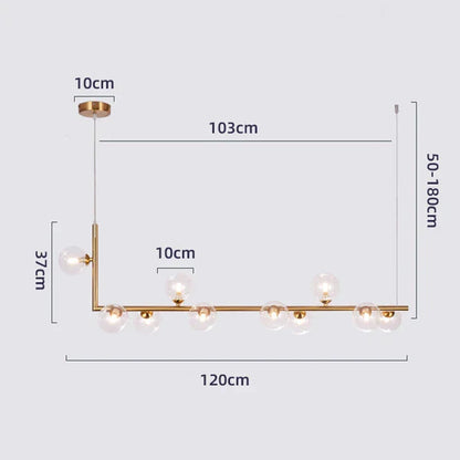 DecorBites™ Glass Black Chandelier Pendant Lamp Nordic Modern Living Room Light