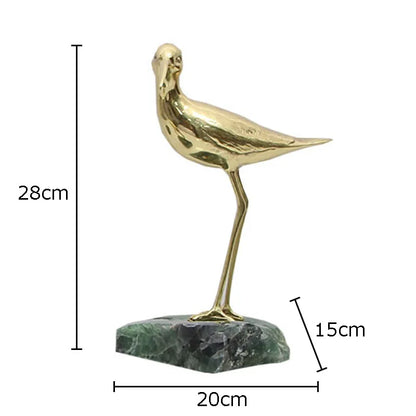 DecorBites™ Golden Brass Bird on Marble Base Desk Ornament Statue Artwork Decor