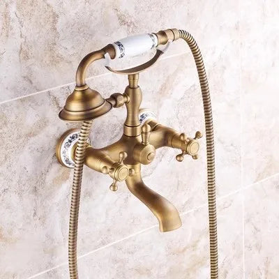 DecorBites™ Brass Bathtub Shower Set Wall Mounted - Hot and Cold Mixer Taps