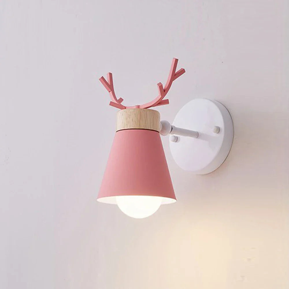 Wooden Antlers Wall Lamp
