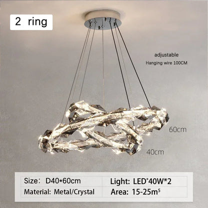 DecorBites™ Crystal Ring Chandelier: Modern Dimmable LED Ceiling Fixture