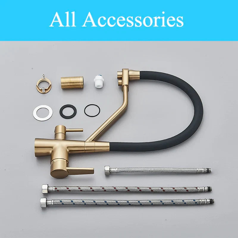 Gold 360-Degree Kitchen Faucet Stainless Steel