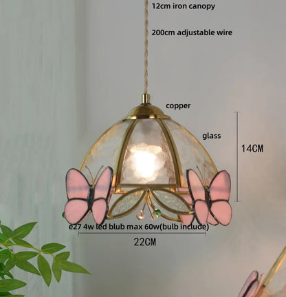 DecorBites™ Butterfly Tiffany Glass Pendant Lamp Modern Nordic LED Hanging Light