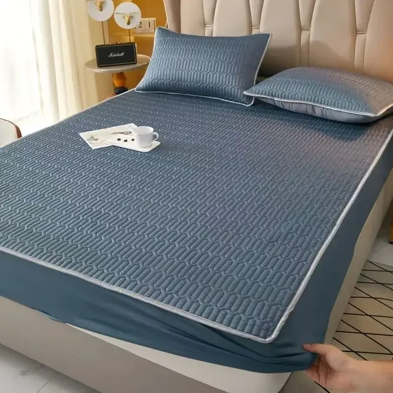 DecorBites™ Cooling Latex Fitted Sheet Set: Soft 3-Layer Mattress Protector for Hot Sleepers