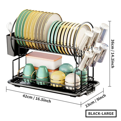 DecorBites™ Kitchen Organizer Rack with Drainboard for Dishes, Utensils, and Cups