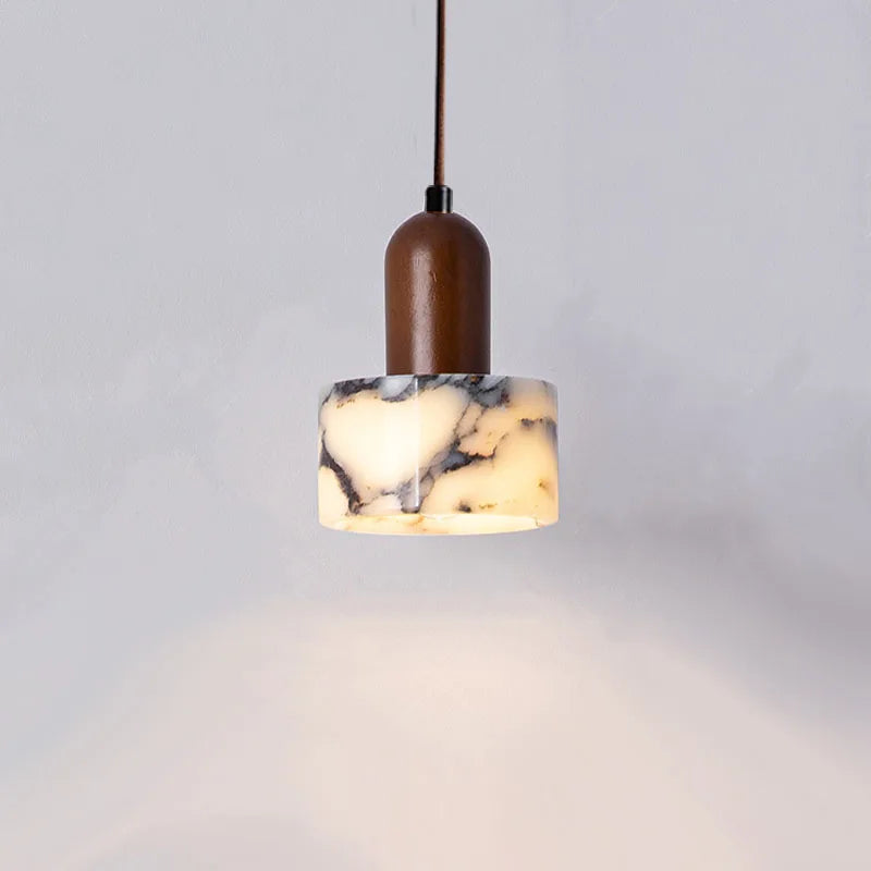 Vintage Black Patterned Marble Pendant Light