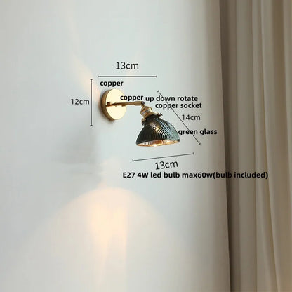 DecorBites™ Green Glass LED Wall Sconce, Modern Nordic Rotate Copper Stair Light
