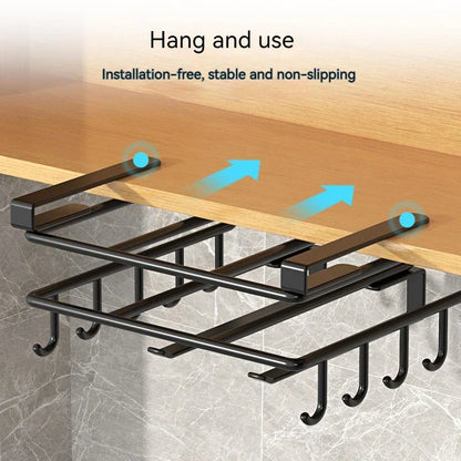 DecorBites™ Kitchen Rack: Cupboard Paper Towel Rags Hanger with Hooks