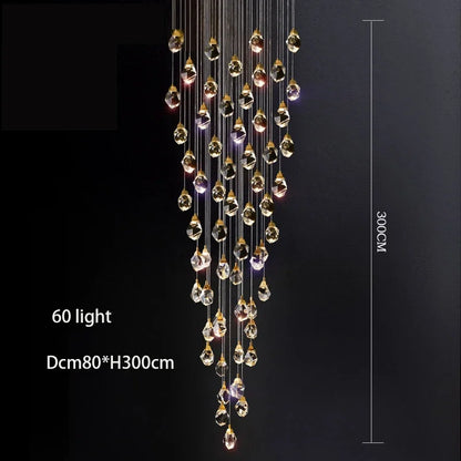 DecorBites™ Diamond Crystal Chandelier: Luxury Gold LED Lighting for Staircase & Living Room