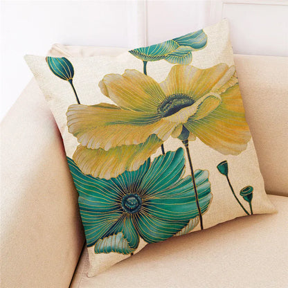 غطاء وسادة من الكتان بنقشة أوراق الجنكة من DecorBites™ للديكور المنزلي العصري وغرفة المعيشة