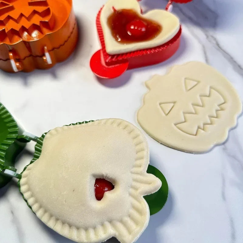 DecorBites™ Hand Pie Molds Set: Holiday & Halloween Mini Dough Press for Baking & Pie Making