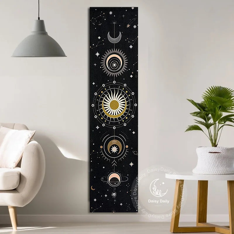 Moon Phase Starry Sky Tapestry Wall Hanging for Mystical Home Decor by Decobites