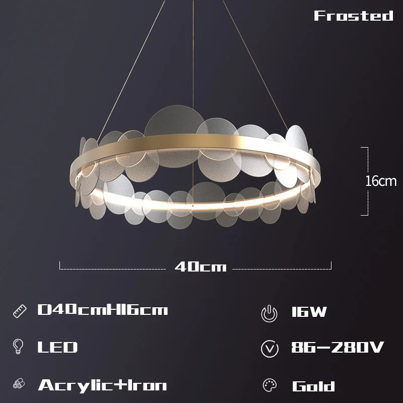 DecorBites™ Frost Texture LED Ring Chandelier for Living Room Office Ceiling