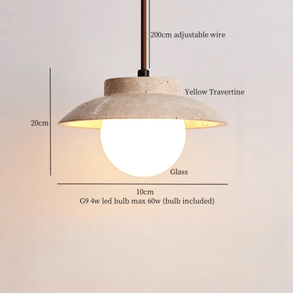 Luces colgantes LED de Piedra de Vidrio Decorbites™ - Travertino Amarillo Lámpara Vintage Colgante
