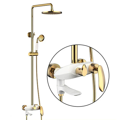 DecorBites™ Black Brass Wall Mounted Bathtub Faucet Set - Rain Shower Head, Handheld, Square
