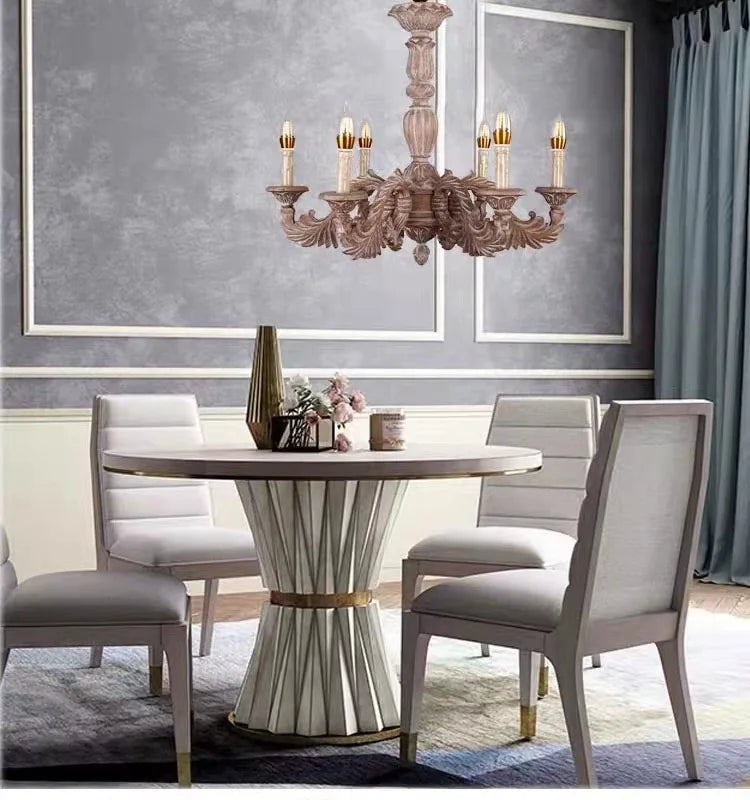 ثريا DecorBites™ الريفية الفرنسية المصنوعة من الخشب الصلب لغرفة النوم، وغرفة الطعام، وغرفة المعيشة، وغرفة الدراسة