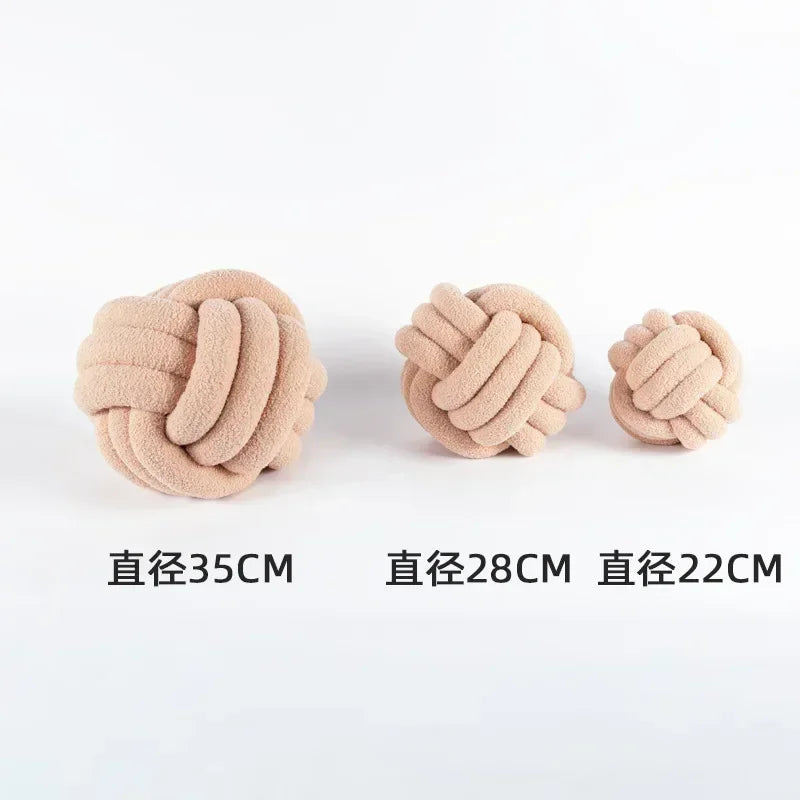 DecorBites™ Lamb Fleece Sofa Bed Pillows, High-End Knotted Ball Cushions for Elegant Living Room Decor