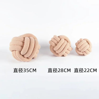 DecorBites™ Lamb Fleece Sofa Bed Pillows, High-End Knotted Ball Cushions for Elegant Living Room Decor