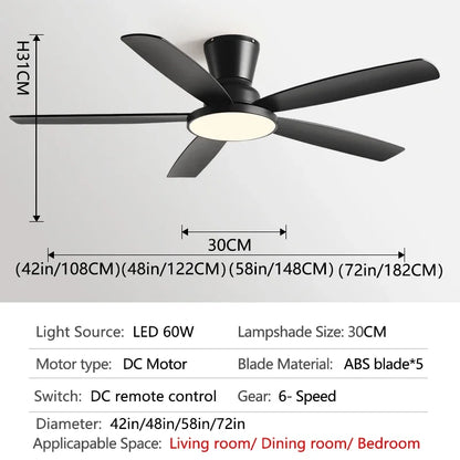 DecorBites™ 72" DC Ceiling Fan Light Remote Control Strong Winds Living Room Mute Chandelier